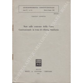 Note sulle sentenze della Corte Costituzionale in tema di riforma fondiaria