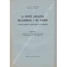 La potestà legislativa dell'assemblea e del governo