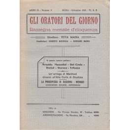 Gli oratori del giorno. Rassegna mensile d'eloquenza. Anno II Numero 9. Settembre 1928