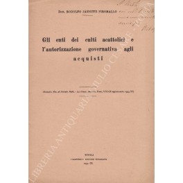 Gli enti dei culti cattolici e l'autorizzazione governativa agli acquisti