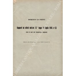 Rapporti ed effetti dell'art. 13 ter legge 17 luglio 1910, n. 23