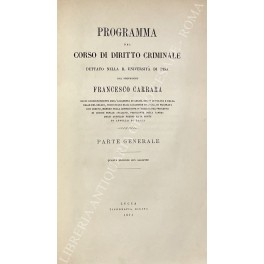 Programma del corso di diritto criminale. Parte generale