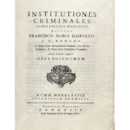 Institutiones criminales tribus partibus distributae