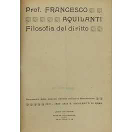 Filosofia del diritto. Sommario delle lezioni