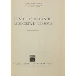 Le società in genere. Le società di persone