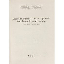 Società in generale. Società di persone. Associazioni in partecipazione