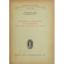 Le sanzioni disciplinari ed il principio nullum crimen sine lege