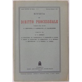 Rivista di Diritto Processuale. Annata 1973