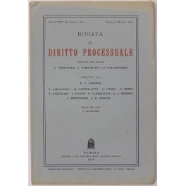 Rivista di Diritto Processuale. Annata 1970