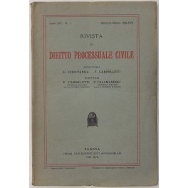 Rivista di Diritto Processuale Civile. Annata 1939. 