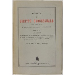 Rivista di Diritto Processuale. Annata 1974