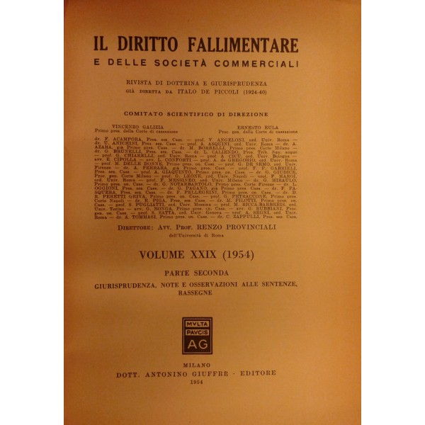 Il Diritto Fallimentare E Delle Società Commerciali.