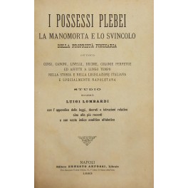 I possessi plebei la manomorta e lo svincolo della proprietà fondiaria