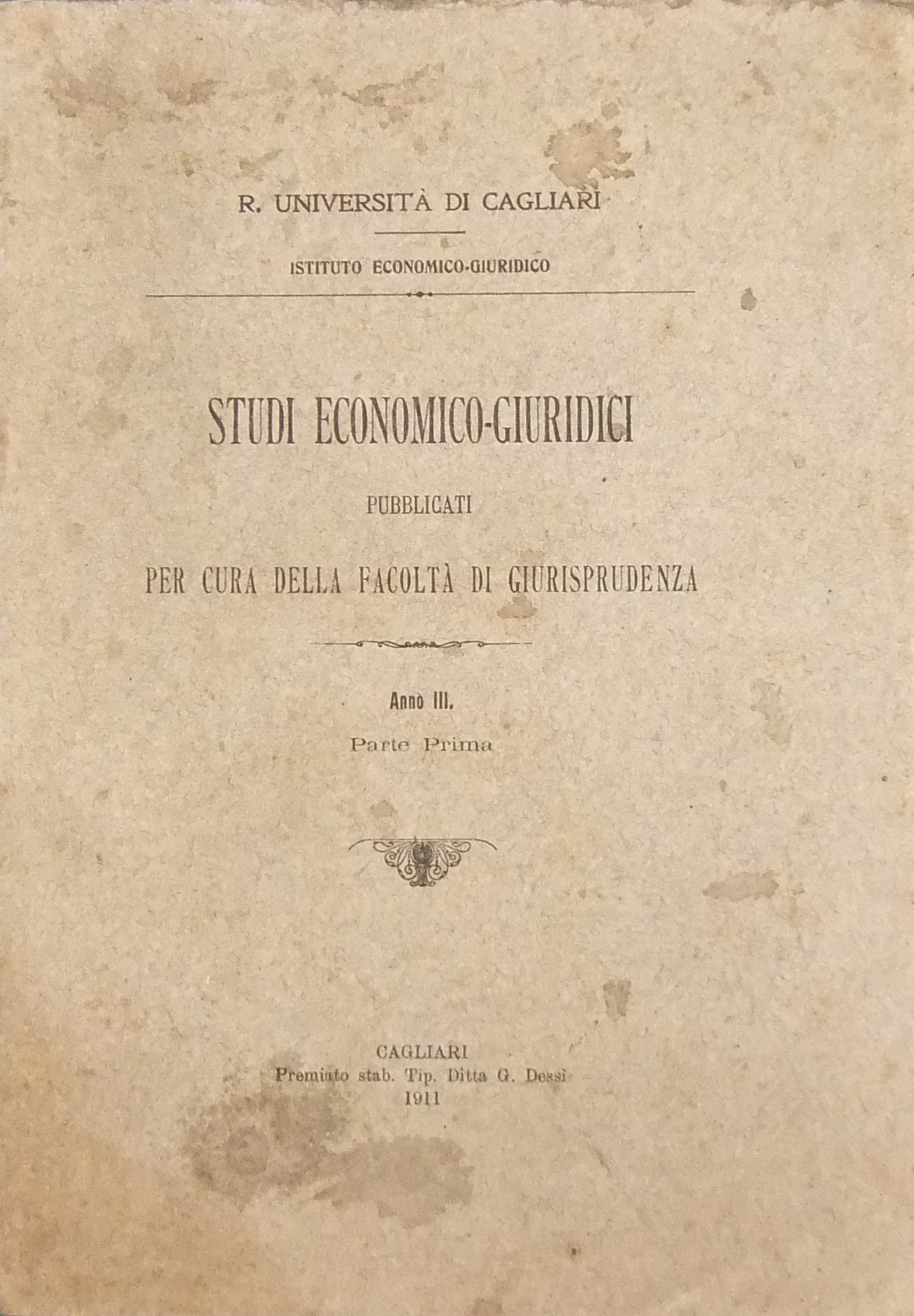 Studi economico-giuridici. - Libreria Antiquaria Giulio Cesare