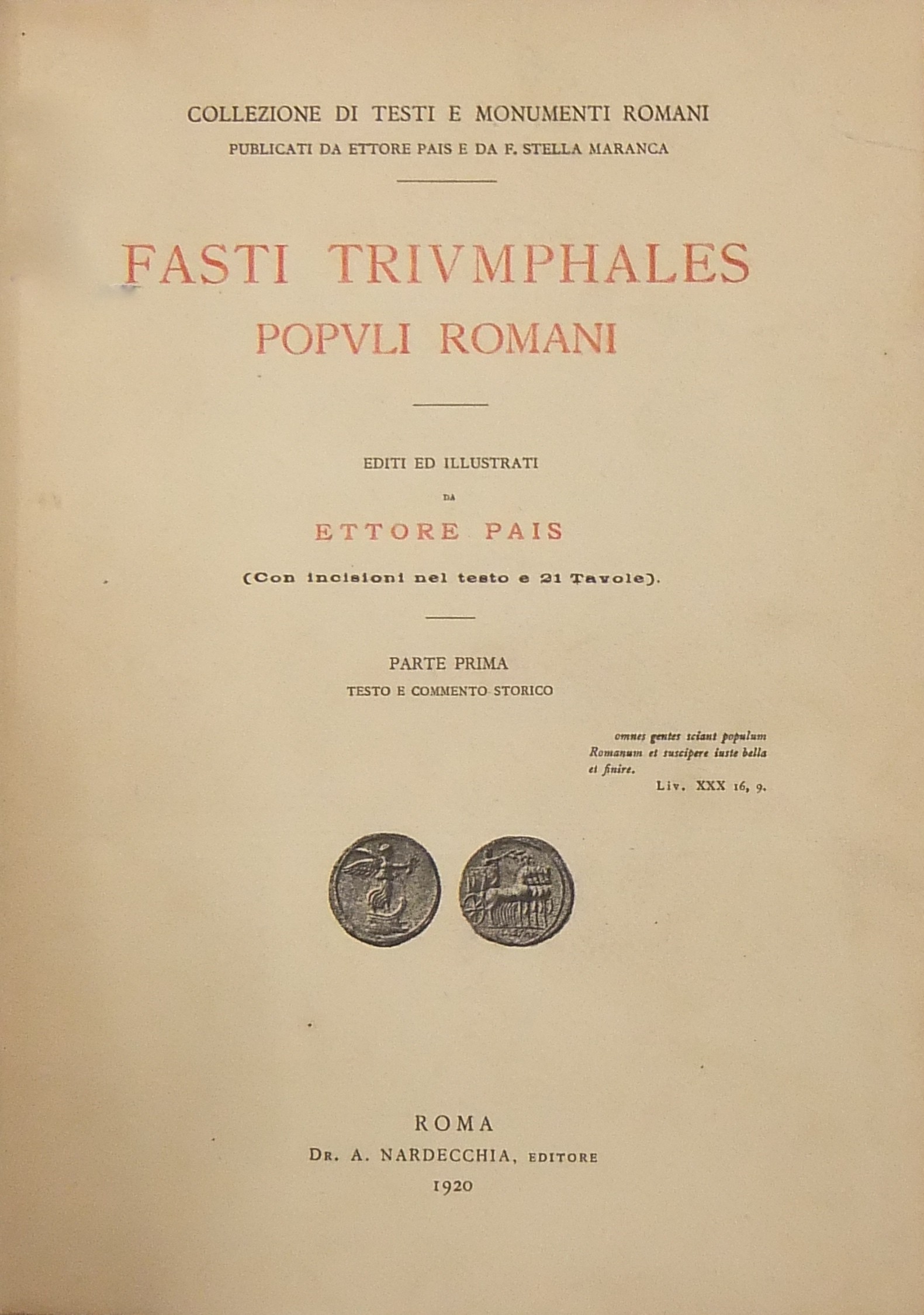 Fasti triumphales populi romani. - Libreria Antiquaria Giulio Cesare