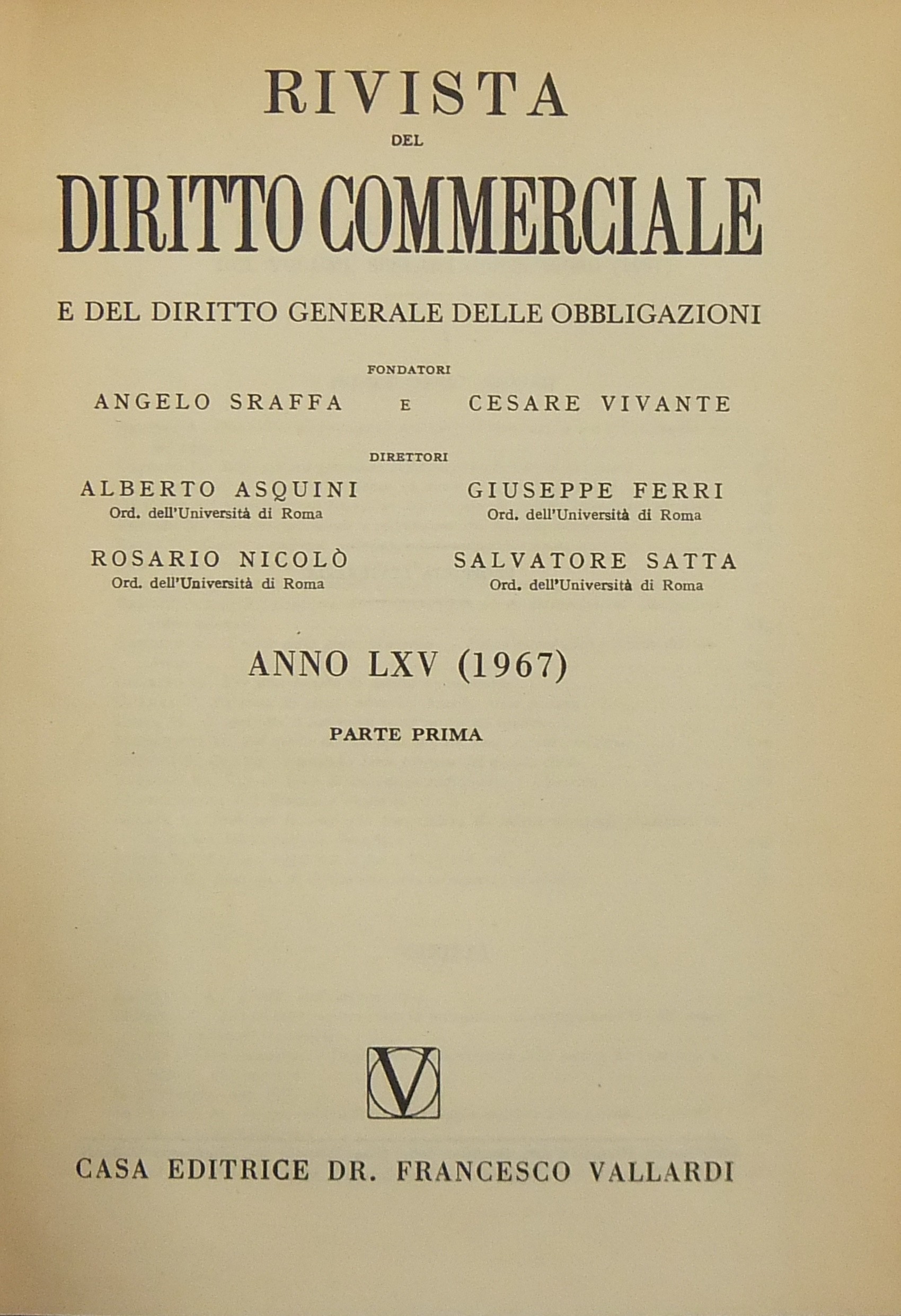 Rivista del Diritto Commerciale e del diritto generale delle obbligazioni