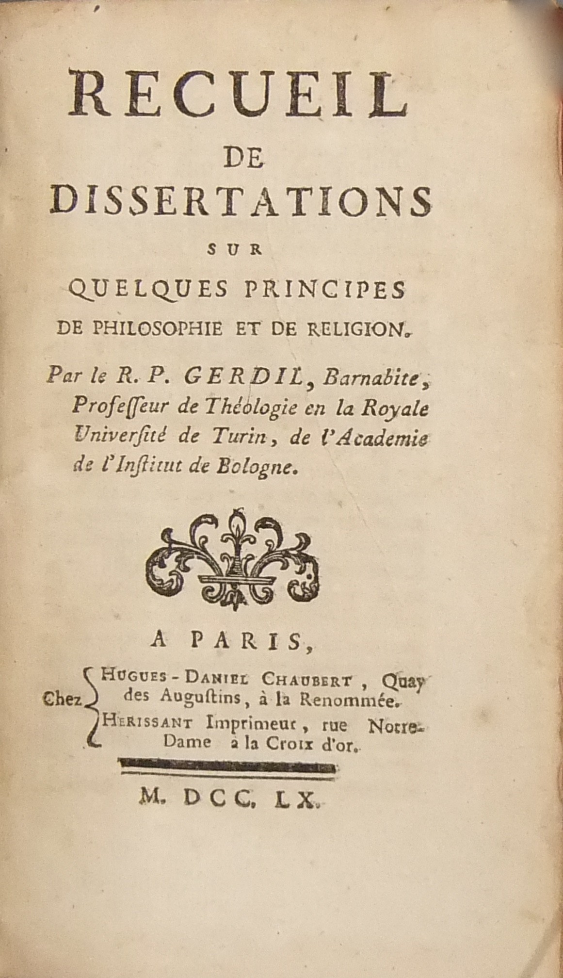 dissertation sur la philosophie et la religion