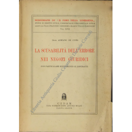 La scusabilità dell'errore nei negozi giuridici