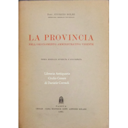 La provincia nell'ordinamento amministrativo vigente