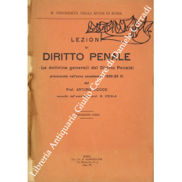 Lezioni di diritto penale pronunziate nell'anno accademico 1932-33