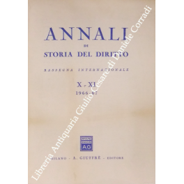 Annali di storia del diritto. Rassegna internazionale