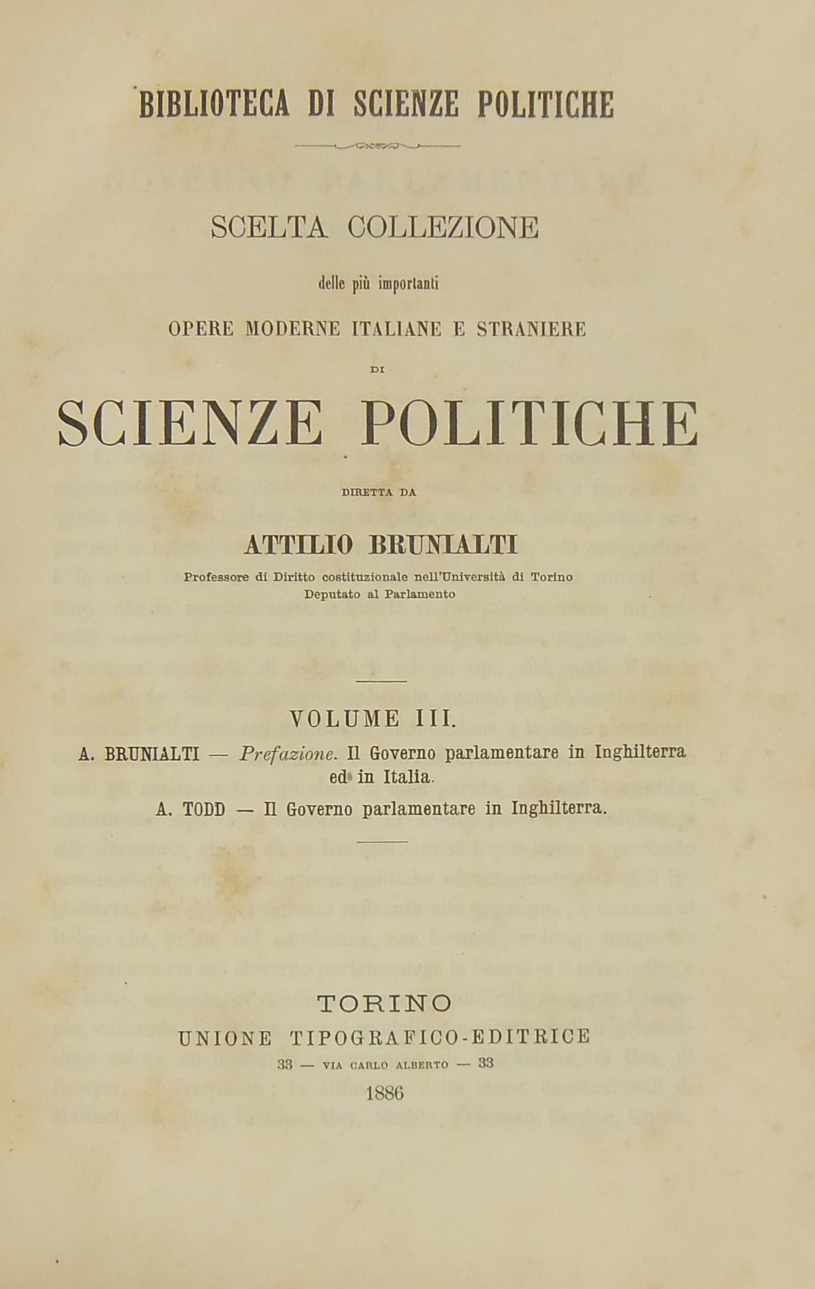 Il Governo parlamentare in Inghilterra.