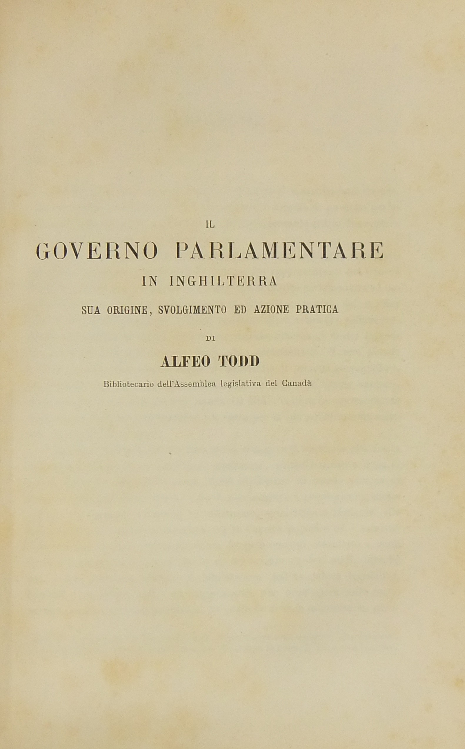 Il Governo parlamentare in Inghilterra.