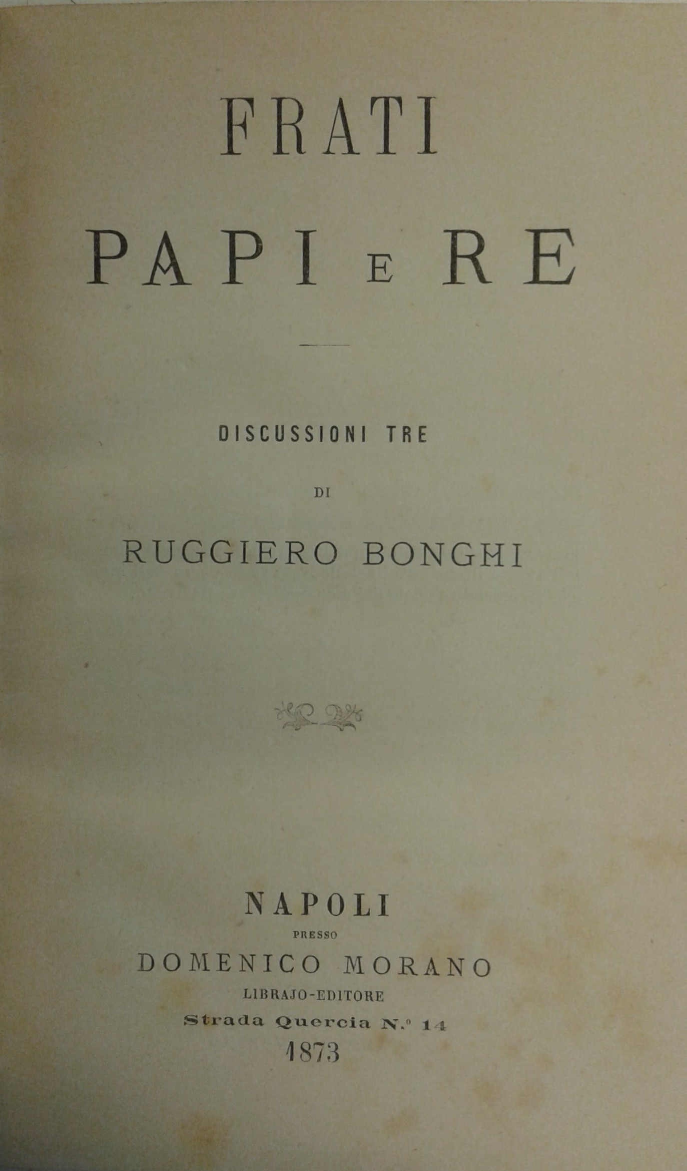 Stato e Chiesa. Studii.