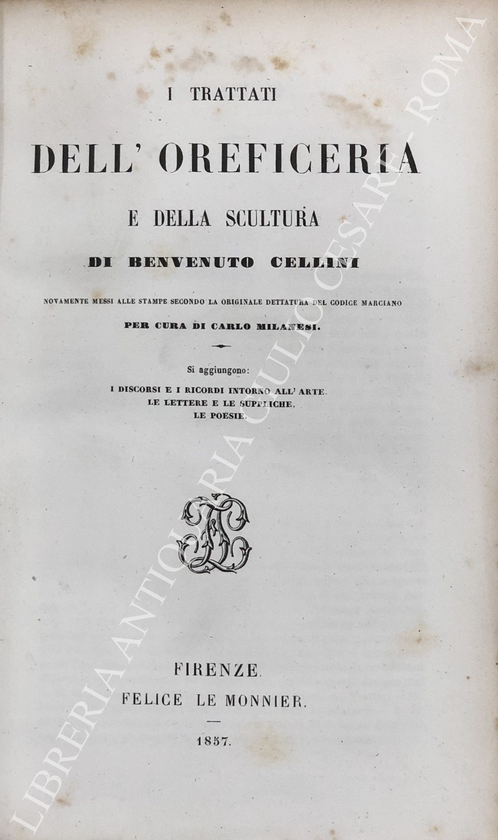 I trattati dell'oreficeria e della scultura